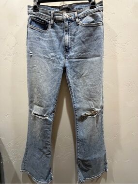Hudson Jeans Women's Light Blue Flare Jeans with Knee Rips